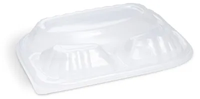Produktbild von 100x Deckel für Mehrweg Menüschalen 3-geteilt 240 x 210 x 30 mm