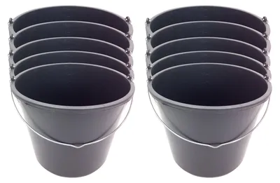 Produktbild von Baueimer 16L schwarz 10 Stück Maurereimer Zementeimer Wassereimer Schutteimer