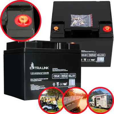 Produktbild von Extralink AGM Batterie 12V 45Ah wartungsfrei Deep Cycle Wohnmobil Photovoltaik USV
