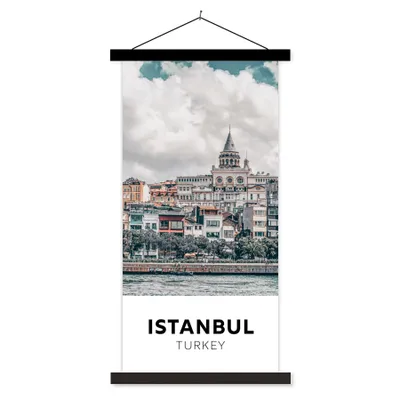 Produktbild von MuchoWow® Textilposter Türkei - Istanbul - Architektur - Wasser 90x180 cm mit schwarzem Rahmen - Dekoration Wohnzimmer