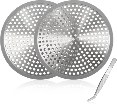 Immagine prodotto di Filtro per scarico - Doccia - Filtro per capelli - Vasca da bagno in acciaio inossidabile - Griglia di scarico rotonda - Scarico - Capelli - Grande - Con pinzetta - Per vasca da bagno - Bagno