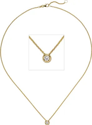 Produktbild von JOBO Collier Kette mit Anhänger 585 Gold Gelbgold 1 Diamant Brillant 0,15 ct. 45 cm