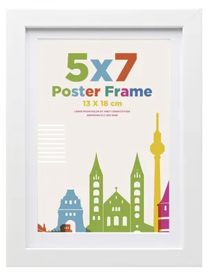 Image de Cadre photo en bois, avec vitre en acrylique et passe-partout pour photos de 10x15 cm. Adapté pour une pose sur table ou au mur. Couleur : blanc. Dimensions : 13x18 cm