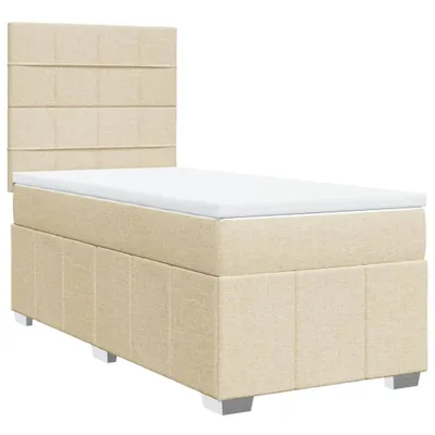 Image de vidaXL Lit boxspring avec matelas Crème 90x190 cm Tissu