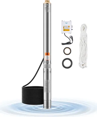 Obrázok produktu pre Čerpadlo VEVOR do hĺbkových studní, výkon 550 W, prietok 65 l/min, výtlačná výška 64 m, s 20 m káblom, externá ovládacia skrinka, vodné čerpadlo z nehrdzavejúcej ocele, IP68