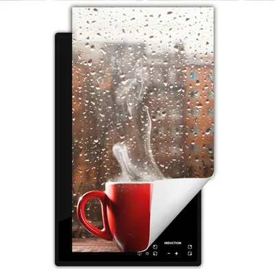 Produktbild von DarHaus Herdabdeckplatte 1 teilig 30x52 cm Anti Rutsch Matte Aufrollbar, Tropfen - Kaffee