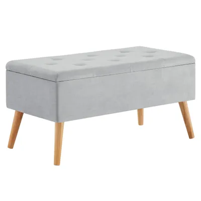 Produktbild von Theo&Cleo Sitzbank Polsterbank mit Stauraum  Footstool Holzbeine Samt 76cm