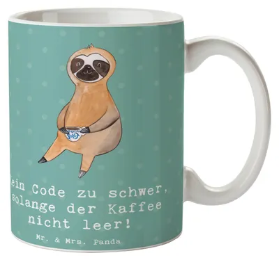 Produktbild von Mr. & Mrs. Panda Tasse Code und Kaffee - Meeresbrise - Geschenk, Berufsleben, personalisierte Geschenke, Pott, Kaffeebecher, Programmierung, Beruf, Berufsliebe, Becher