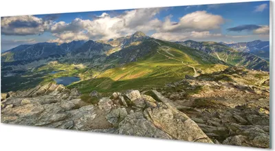 Produktbild von Glasbilder 125x50 Wandkunst Gebirgssee