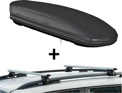 Produktbild von Dachbox VDPMAA460 460Ltr schwarz matt abschließbar + Dachträger CRV120 kompatibel mit für VW Golf VII Kombi (5 Türer) ab 2013