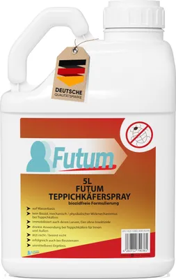 Produktbild von FUTUM 5 L Teppichkäferspray | Biozidfreie Formel gegen Teppichkäfer, Käfer, Larven & Insekteneier | Insektenschutz auf Wasserbasis Insekten bekämpfe