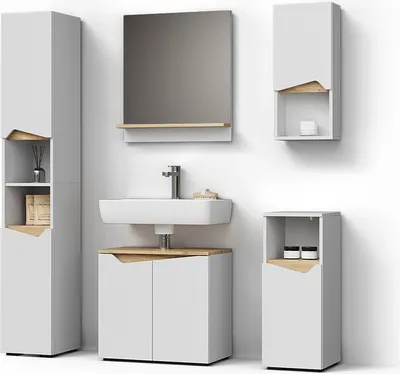 Image de Ensemble de meubles de salle de bain Livinity Timavo Blanc 5 pièces, Model 52872