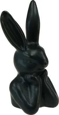 Produktbild von Elegante Dekofigur Hase mit nachdenklicher Pose aus Keramik, 2 Stück