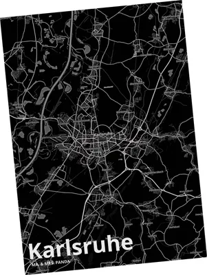 Produktbild von Mr. & Mrs. Panda Postkarte Karlsruhe - Geschenk, Ansichtskarte, Stadt, Grußkarte, Postkarten, Fotokarte, Dorf Karte Landkarte Map Stadtplan, bildkarte