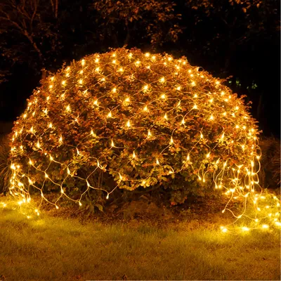 Produktbild von 3X2M 200LED Lichternetz Außen Innen Netz Lichtervorhang Weihnachtsdeko 8 Modi Lichterkette für Büsche Garten Balkon Weihnachtsbeleuchtung Gelb