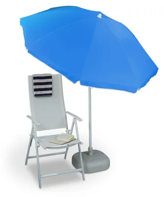 Produktbild von Sonnenschirm, Ø 180 cm, höhenverstellbar, neigbar, Balkonschirm, rund, Polyester, Stahl, Strandschirm, blau