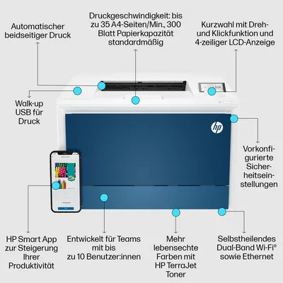 Produktbild von HP Color LaserJet Pro 4202dw - Drucker - Farbe - Duplex - Laser - A4/Legal - 600 x 600 dpi - bis zu 35 Seiten/Min. (einfarbig)/