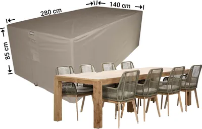 Produktbild von Raffles Covers Schutzhülle für Gartengarnitur 280 x 140 H: 85 cm | Atmungsaktiv | Wasserdicht | UV-beständig | Doppelnähte | Elastischer Kordelzug