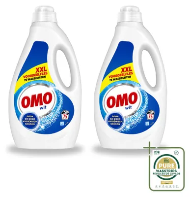 Produktbild von 2 x OMO Flüssigwaschmittel Weiß - Strahlend sauber - Vorratspackung - 2 Stücke