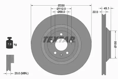Produktbild von 2 Textar Bremsscheiben 330mm hinten für Audi A6 + Avant