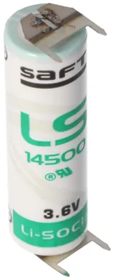 Produktbild von Saft LS14500 AA Lithium Batterie 3,6 Volt mit Printanschluss, LS14500 LiSOCI2 2600mAh 2er Print - / 2er Print +
