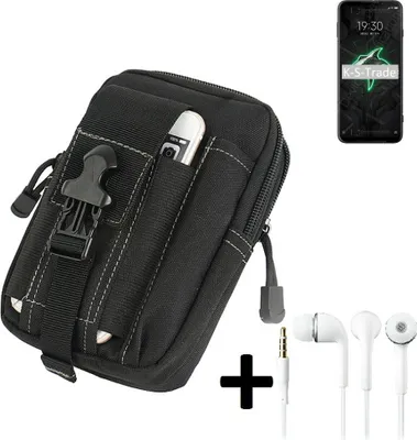 Produktbild von K-S-Trade Gürteltache + Kopfhörer kompatibel mit Xiaomi Black Shark 3 Gürtel Tasche Holster Schutz Hülle Handy Hülle  schwarz inkl. Extrafächer