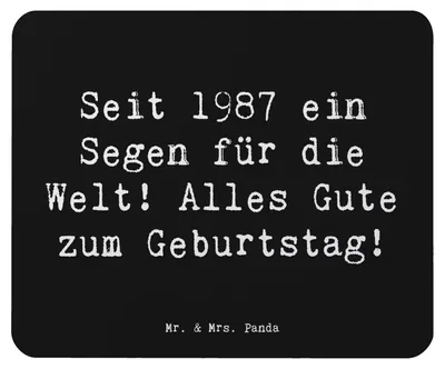 Produktbild von Mr. & Mrs. Panda Mouse Pad Spruch 1987 Geburtstag - Schwarz - Geschenk, mousematte, Geboren am, Erinnerungen, Happy Birthday, Mauspad, Mousepad, Geburtstagsgeschenk, pc