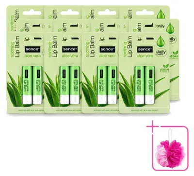 Zdjęcie produktu dla 12 sztuk balsamu do ust SenceBeauty z aloesem – pielęgnujący – zestaw ekonomiczny