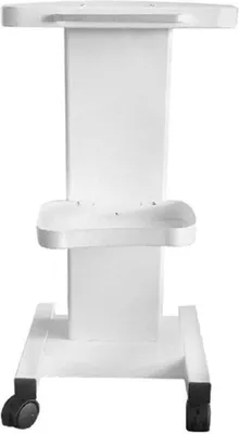 A white salon trolley cart with wheels.