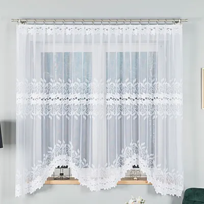 Produktbild von BASTIA - Fertiggardine aus Jacquard mit Schnitt unten - 300x180 cm - weiß