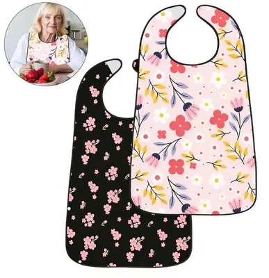 Produktbild von Pflege Lätzchen Erwachsene wasserdicht groß 78x49,5cm Auffangbeutel Klettverschluss waschbar für Senioren Patienten Haushalt