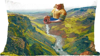 Produktbild von MuchoWow® Zierkissen Sofakissen Wohnzimmer Dekokissen 60x40 cm Milchmädchen - Wasser - Kunst - Kopfkissen - Polster mit Foto