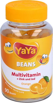 Produktbild von YaYa Beans Multivitamin + Zink und Jod Orange, 90 St. Dragees