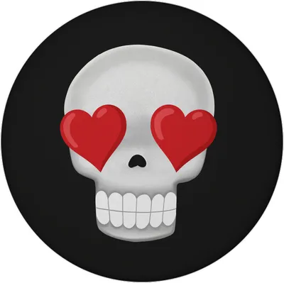 Produktbild von Totenkopf Magnet rund mit Herz-Augen