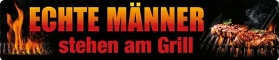 Produktbild von Echte Männer stehen am Grill, Straßenschild - Magnet, Blech 16 x 3,5 cm, STR-M 036