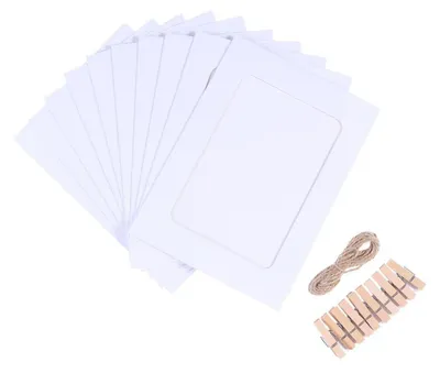 Produktbild von DIY Papier Bilderrahmen 10er Set 13x18 cm Weiß Inkl. Schnur & Clips