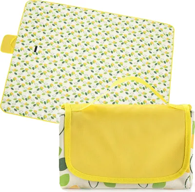 Image de Couverture de pique-nique ASKSA Couverture de plage imperméable Tapis de pique-nique lavable léger avec poignée pour la randonnée, les voyages, le camping en plein air et les parcs,Feuilles jaunes,Taille:145x150cm