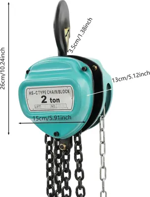 Produktbild von Handkettenzug - Manueller Kettenzug - 2 t Tragfähigkeit - 6 m Hubhöhe - G80 Manganstahl - Blau