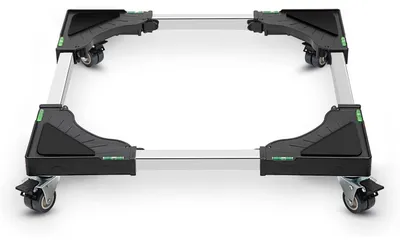 Immagine prodotto di Base per lavatrici con 4 ruote bloccabili, regolabile da 40 a 62 cm, altezza 11 cm, capacità di carico 200 kg, colore nero
