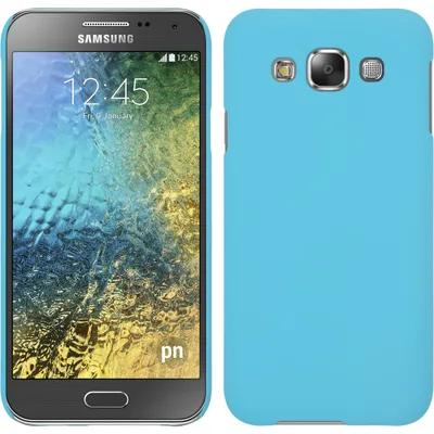 Produktbild von PhoneNatic Case kompatibel mit Samsung Galaxy E5 - Hülle hellblau gummiert Hard-case + 2 Schutzfolien