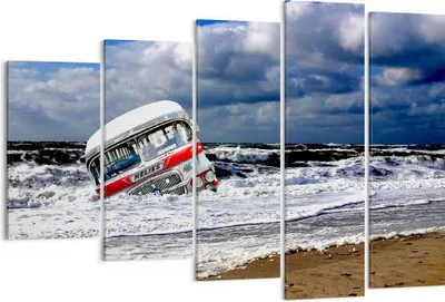 Produktbild von Bild auf Leinwand - Leinwandbild - Ozean Landschaft Auto - 150x100cm - Wand Bild - Wanddeko - Leinwanddruck - Bilder - Kunstdruck - Wanddekoration - Leinwand bilder - Wandkunst - EG150x100-0228