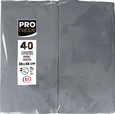 Image de Pronappe 30x 40 serviettes micro gaufrées ouate 2 plis pliées 1/8 Gris SV623930I