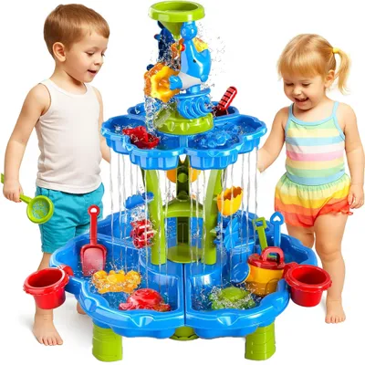 Produktbild von WOOPIE Wasser-Spieltisch 2-in-1: Sandkasten, Springbrunnen, XXL-Wasserpark mit Delfin