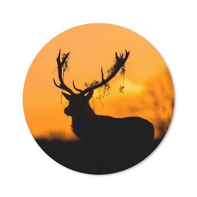 Produktbild von MuchoWow® Mauspad Mousepad Hirsch - Orange - Scherenschnitt - Tiere - Natur 20x20 cm - Mousepads - Maus Mat - Pad - Mausunterlage - Schreibtischmatte
