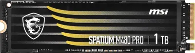 A product shot of an MSI SPATIUM M480 PRO NVMe M.2 SSD.