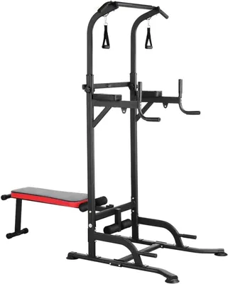 Produktbild von Krachtstation Fitness – Heimfitnessstudio – Krafttraining – Inklusive Trainingsbank – Belastbar bis 200 kg – Schwarz