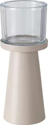 Produktbild von Windlicht - H 23 cm - Beige - Transparent - Eisen - mit Glaseinsatz