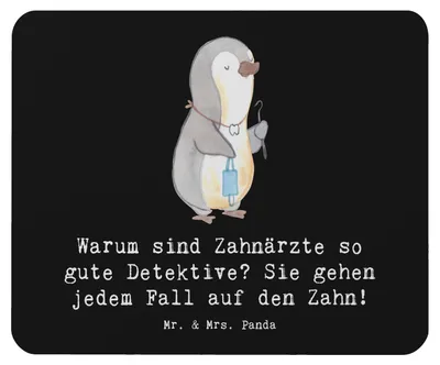 Produktbild von Mr. & Mrs. Panda Mauspad Zahnarzt Detektiv - Schwarz - Geschenk, Berufsleben, computer mousepad, Beruf, Mouse Pad, notebook, pc, Fall, Familie, spruch, Berufe, Arbeit