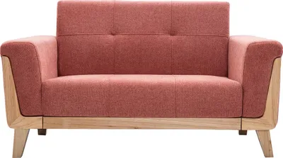 Produktbild von Miliboo - Skandinavisches Sofa 2-Sitzer aus terracottafarbenem Stoff und hellem Holz FJORD