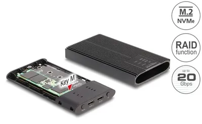 Productafbeelding van Delock 42022 DELOCK Externes Gehäuse USB 20 Gbps 2 x M.2 NVMe PCIe SSD